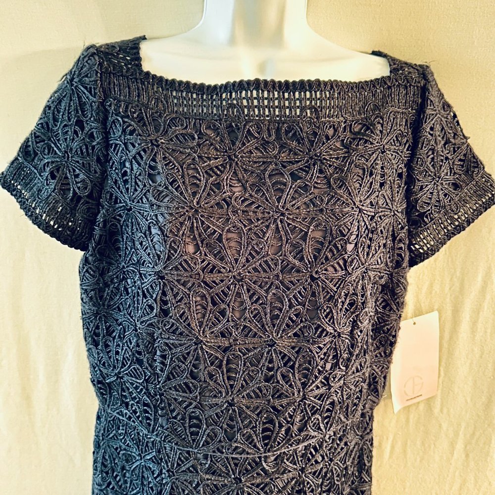 JS Collections Sequin Embellished Crochet Column Gown NWT - Picture 3 of 16